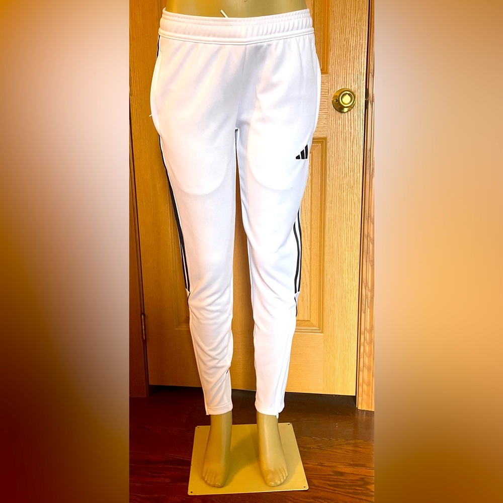 Adidas White Track Pants Slim Fit Joggers